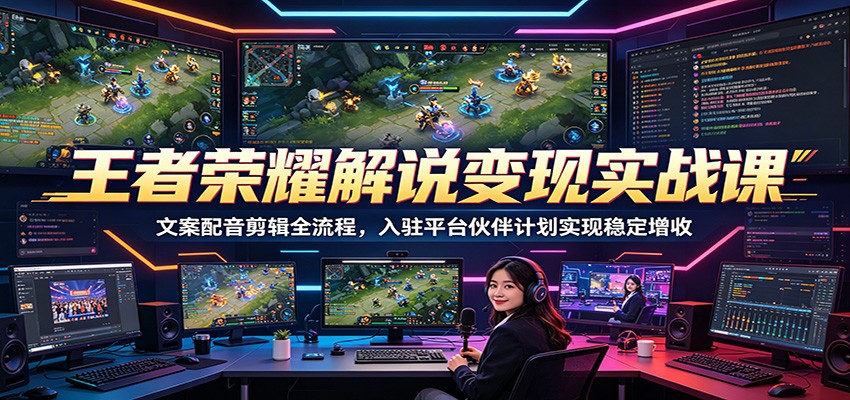 王者荣耀解说变现实战课：文案配音剪辑全流程，入驻平台伙伴计划实现稳定增收青祥项目库-闲云创业网-老谢轻创网-中创网-福缘网-冒泡网-资源之家-魔方项目库青祥项目库