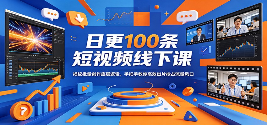 日更100条短视频线下课：揭秘批量创作底层逻辑，手把手教你高效出片抢占流量风口青祥项目库-闲云创业网-老谢轻创网-中创网-福缘网-冒泡网-资源之家-魔方项目库青祥项目库