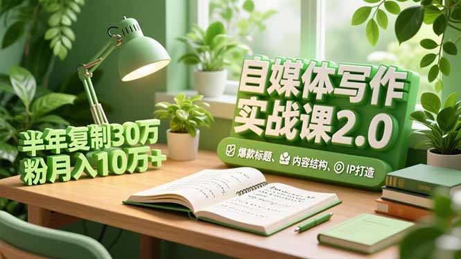 自媒体写作实战课2.0，爆款标题、内容结构、IP打造，半年复制30万粉月入10万+青祥项目库-闲云创业网-老谢轻创网-中创网-福缘网-冒泡网-资源之家-魔方项目库青祥项目库
