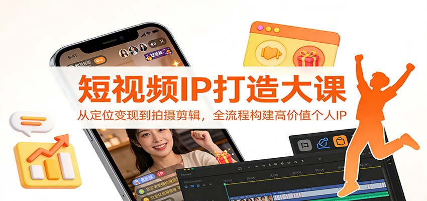 短视频IP打造大课：从定位变现到拍摄剪辑，全流程构建高价值个人IP青祥项目库-闲云创业网-老谢轻创网-中创网-福缘网-冒泡网-资源之家-魔方项目库青祥项目库