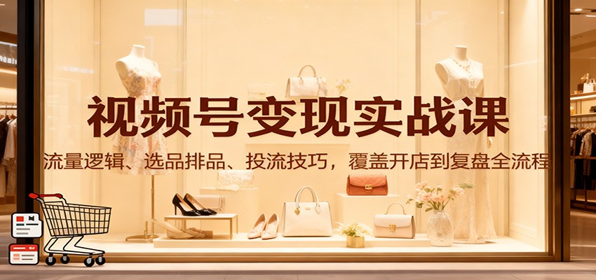 视频号变现实战课:流量逻辑、选品排品、投流技巧,覆盖开店到复盘全流程青祥项目库-闲云创业网-老谢轻创网-中创网-福缘网-冒泡网-资源之家-魔方项目库青祥项目库