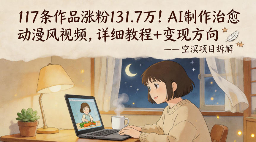 117条作品涨粉131.7W！AI制作治愈动漫风视频，详细教程+变现方向青祥项目库-闲云创业网-老谢轻创网-中创网-福缘网-冒泡网-资源之家-魔方项目库青祥项目库