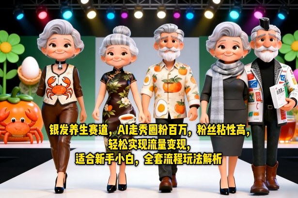 银发养生赛道，AI走秀圈粉百万，粉丝粘性高，轻松实现流量变现，适合新手小白，全套流程玩法解析青祥项目库-闲云创业网-老谢轻创网-中创网-福缘网-冒泡网-资源之家-魔方项目库青祥项目库