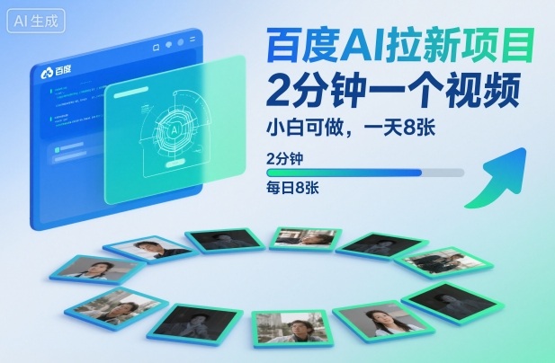 百度AI拉新项目，2分钟一个视频，小白可做，一天8张【附案例+保姆级教程】青祥项目库-闲云创业网-老谢轻创网-中创网-福缘网-冒泡网-资源之家-魔方项目库青祥项目库