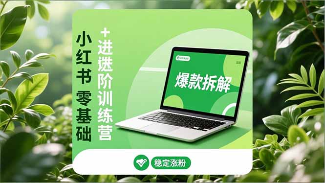 小红书零基础+高阶训练营：安全养号、爆款拆解、长效运营，实现稳定涨粉与变现青祥项目库-闲云创业网-老谢轻创网-中创网-福缘网-冒泡网-资源之家-魔方项目库青祥项目库