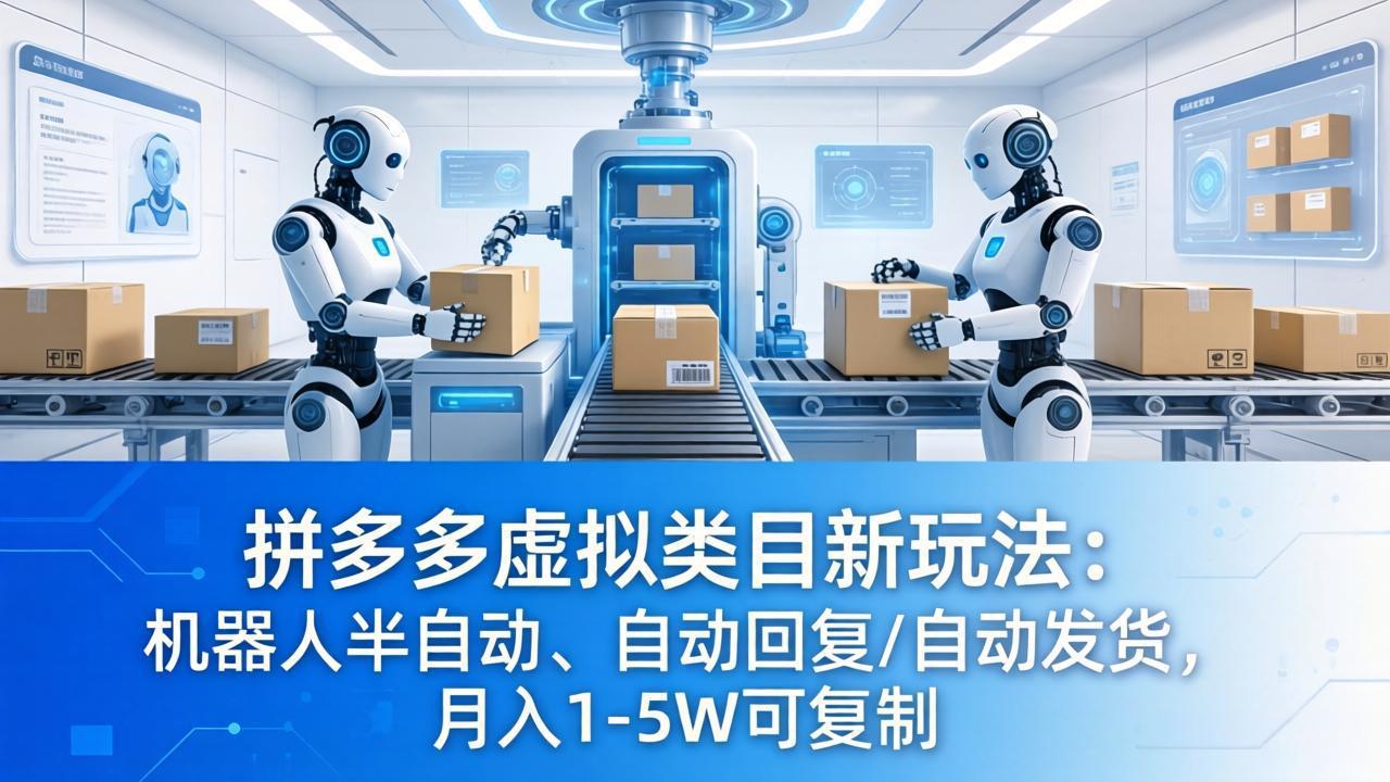 拼多多虚拟类目新玩法：机器人半自动、自动回复 /自动发货，月入 1-5W 可复制青祥项目库-闲云创业网-老谢轻创网-中创网-福缘网-冒泡网-资源之家-魔方项目库青祥项目库