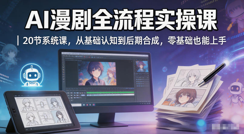 AI漫剧全流程实操课｜20节系统课，从基础认知到后期合成，零基础也能上手青祥项目库-闲云创业网-老谢轻创网-中创网-福缘网-冒泡网-资源之家-魔方项目库青祥项目库