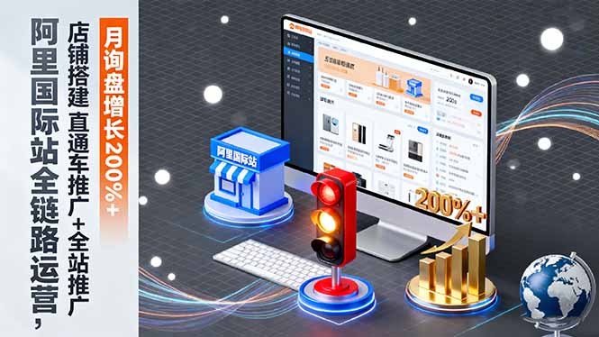 阿里国际站全链路运营,店铺搭建+直通车推广+全站推广,月询盘增长200%+青祥项目库-闲云创业网-老谢轻创网-中创网-福缘网-冒泡网-资源之家-魔方项目库青祥项目库