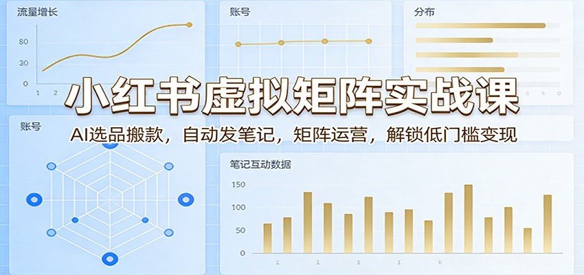 小红书虚拟矩阵实战课：AI选品搬款，自动发笔记，矩阵运营，解锁低门槛变现青祥项目库-闲云创业网-老谢轻创网-中创网-福缘网-冒泡网-资源之家-魔方项目库青祥项目库