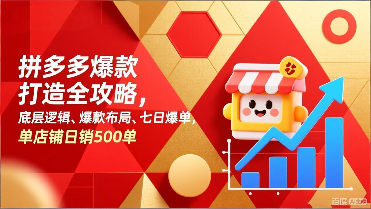 拼多多爆款打造全攻略，底层逻辑、爆款布局、七日爆单，单店铺日销500单青祥项目库-闲云创业网-老谢轻创网-中创网-福缘网-冒泡网-资源之家-魔方项目库青祥项目库