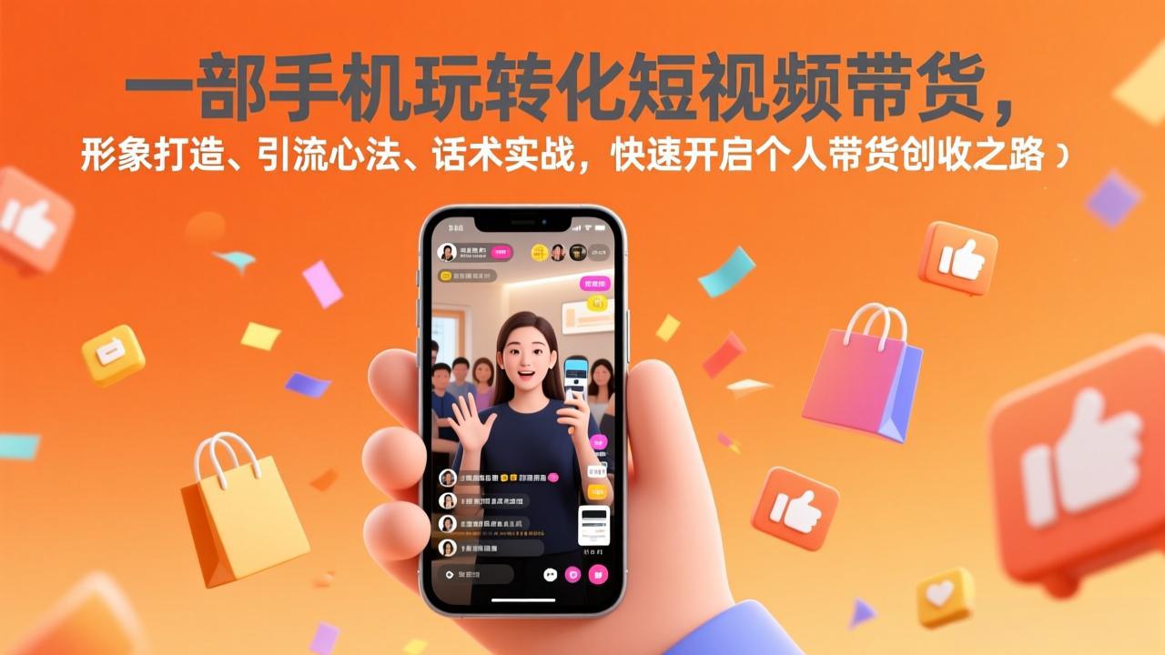 一部手机玩转化短视频带货，形象打造、引流心法、话术实战，快速开启个人带货创收之路青祥项目库-闲云创业网-老谢轻创网-中创网-福缘网-冒泡网-资源之家-魔方项目库青祥项目库