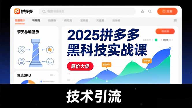 2025拼多多黑科技实战课，擎天柱玩法、爆流SKU、原价大促，技术引流，单店日销轻松破千单青祥项目库-闲云创业网-老谢轻创网-中创网-福缘网-冒泡网-资源之家-魔方项目库青祥项目库