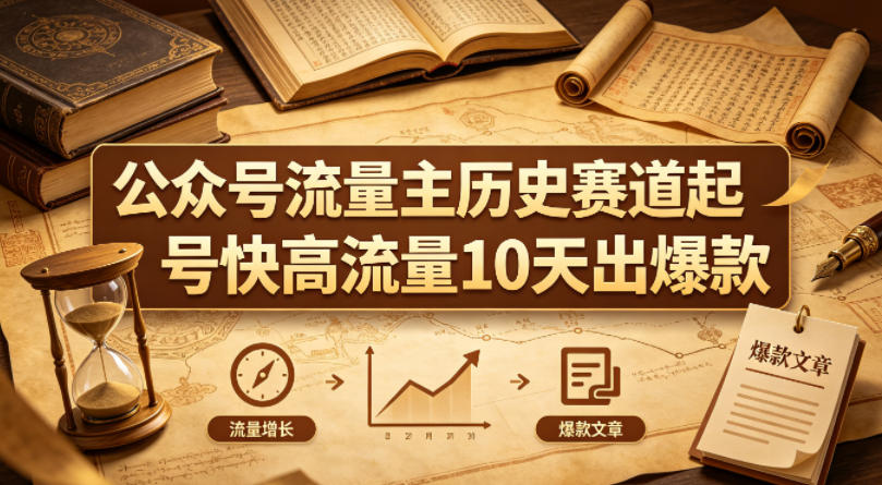公众号流量主之历史赛道，起号快+高流量，10天就能出爆款！青祥项目库-闲云创业网-老谢轻创网-中创网-福缘网-冒泡网-资源之家-魔方项目库青祥项目库