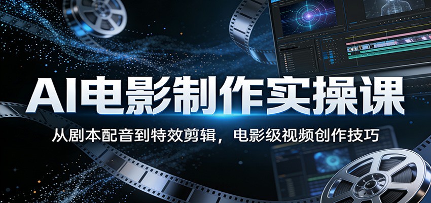 AI电影制作实操课：从剧本配音到特效剪辑，电影级视频创作技巧青祥项目库-闲云创业网-老谢轻创网-中创网-福缘网-冒泡网-资源之家-魔方项目库青祥项目库