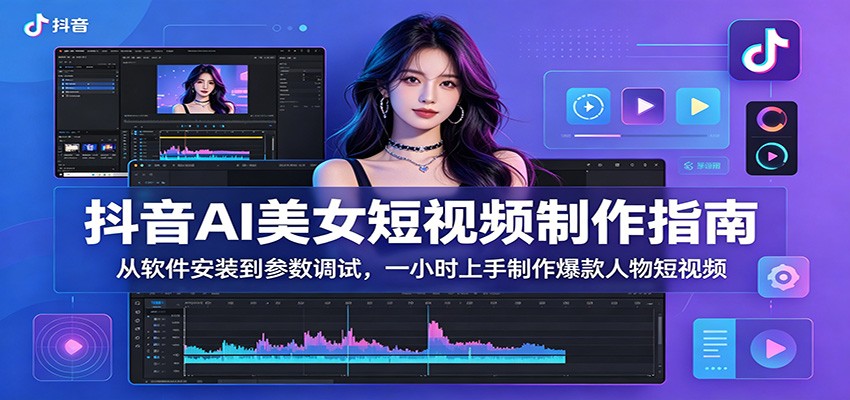 抖音AI美女短视频制作指南：从软件安装到参数调试，一小时上手制作爆款人物短视频青祥项目库-闲云创业网-老谢轻创网-中创网-福缘网-冒泡网-资源之家-魔方项目库青祥项目库