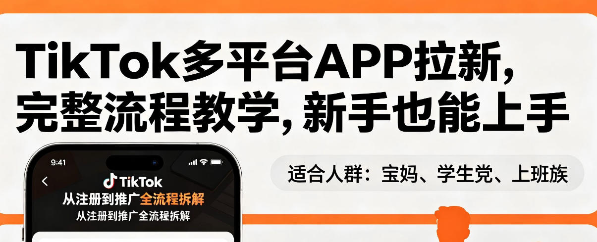TikTok多平台APP拉新,完整流程教学,新手也能上手,轻松出海搞美金青祥项目库-闲云创业网-老谢轻创网-中创网-福缘网-冒泡网-资源之家-魔方项目库青祥项目库