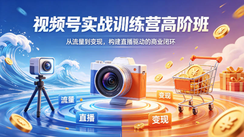 视频号实战训练营高阶班，从流量到变现，构建直播驱动的商业闭环(26年4月)青祥项目库-闲云创业网-老谢轻创网-中创网-福缘网-冒泡网-资源之家-魔方项目库青祥项目库