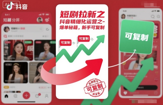 短剧拉新之抖音精细化运营之爆单秘籍,新手可复制青祥项目库-闲云创业网-老谢轻创网-中创网-福缘网-冒泡网-资源之家-魔方项目库青祥项目库