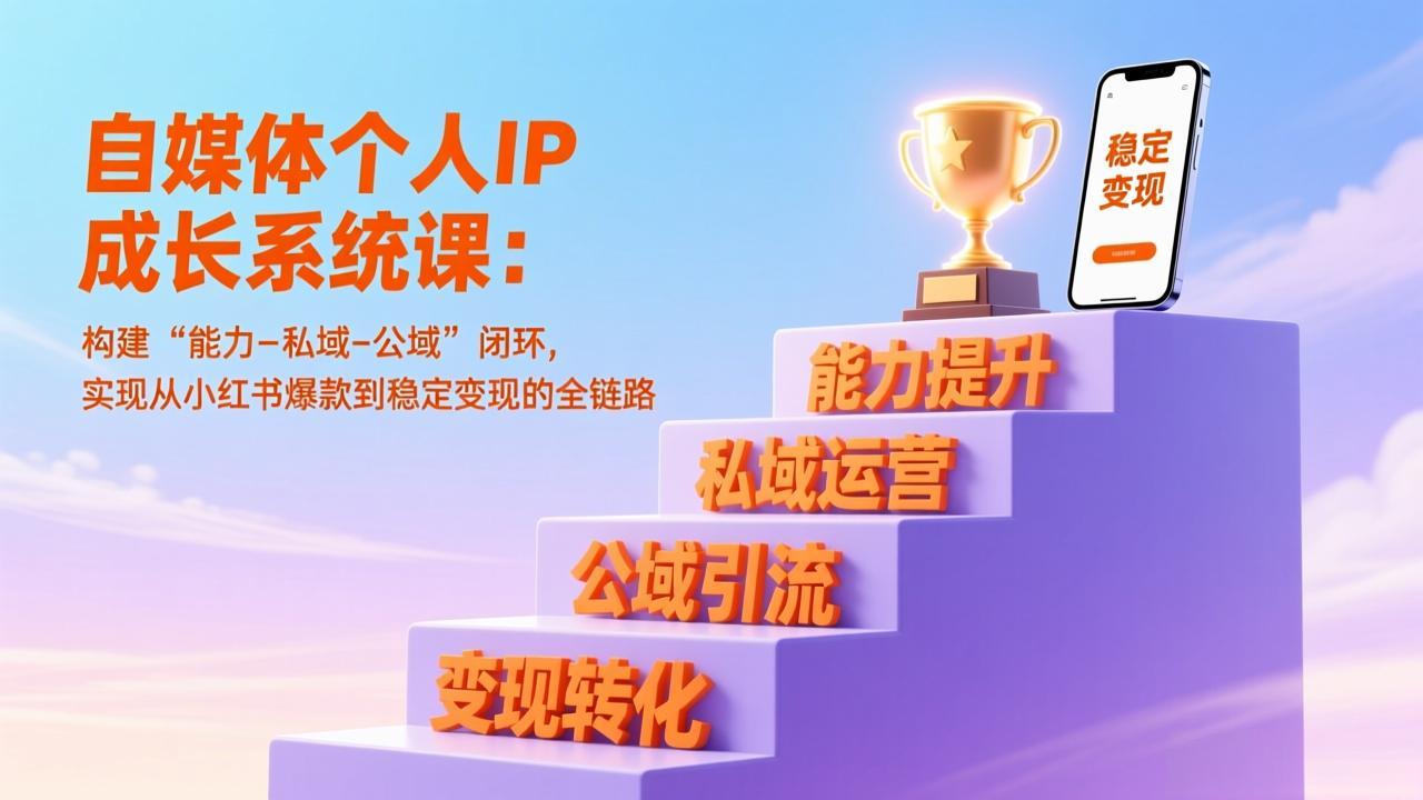 自媒体个人IP成长系统课：构建“能力-私域-公域”闭环，实现从小红书爆款到稳定变现的全链路青祥项目库-闲云创业网-老谢轻创网-中创网-福缘网-冒泡网-资源之家-魔方项目库青祥项目库