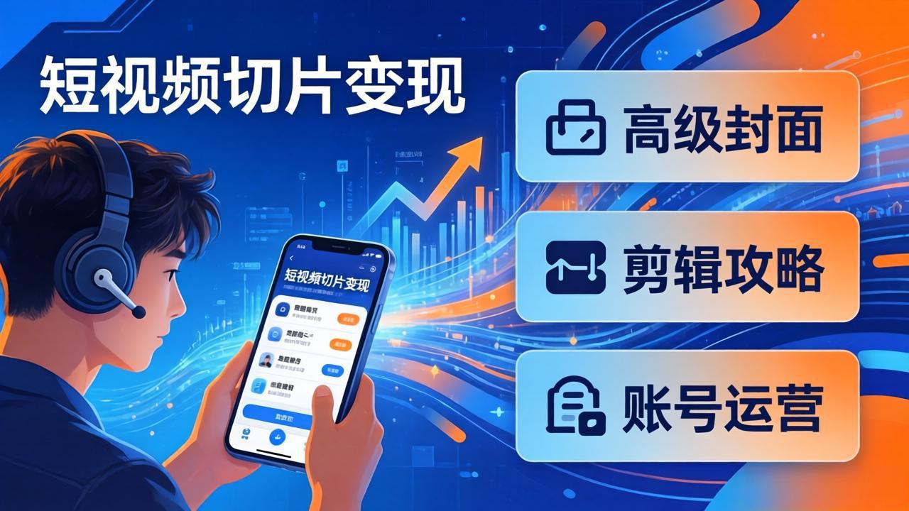 短视频切片变现速成班2.0：高级封面+剪辑攻略+账号运营，0基础小白快速入局副业青祥项目库-闲云创业网-老谢轻创网-中创网-福缘网-冒泡网-资源之家-魔方项目库青祥项目库