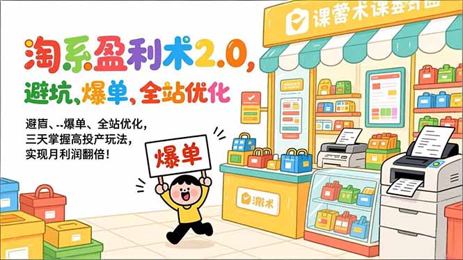 淘系盈利术2.0，避坑、爆单、全站优化，三天掌握高投产玩法，实现月利润翻倍！青祥项目库-闲云创业网-老谢轻创网-中创网-福缘网-冒泡网-资源之家-魔方项目库青祥项目库
