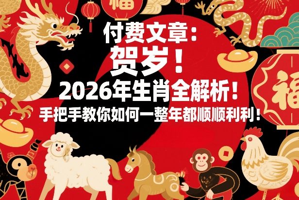 付费文章：贺岁！2026年生肖全解析！手把手教你如何一整年都顺顺利利！青祥项目库-闲云创业网-老谢轻创网-中创网-福缘网-冒泡网-资源之家-魔方项目库青祥项目库