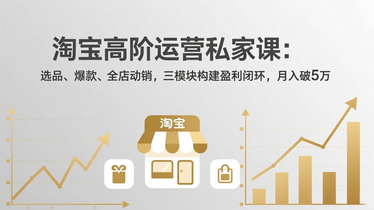 淘宝高阶运营私家课：选品、爆款、全店动销，三模块构建盈利闭环，月入破5万(更新26年2月青祥项目库-闲云创业网-老谢轻创网-中创网-福缘网-冒泡网-资源之家-魔方项目库青祥项目库