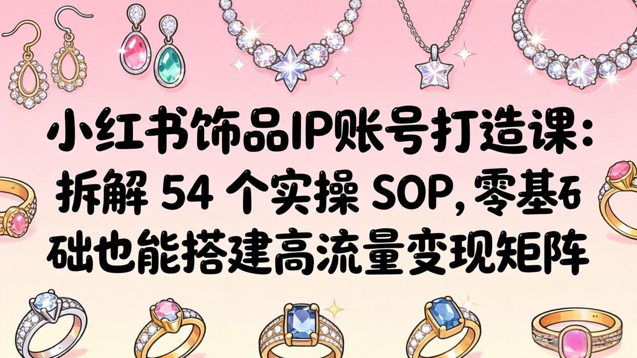 小红书饰品IP账号打造课：拆解 54 个实操 SOP，零基础也能搭建高流量变现矩阵青祥项目库-闲云创业网-老谢轻创网-中创网-福缘网-冒泡网-资源之家-魔方项目库青祥项目库