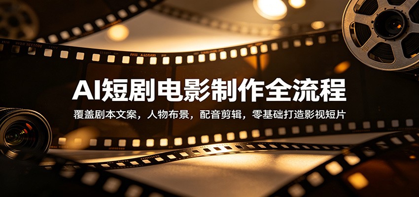 AI短剧电影制作全流程：覆盖剧本文案，人物布景，配音剪辑，零基础打造影视短片青祥项目库-闲云创业网-老谢轻创网-中创网-福缘网-冒泡网-资源之家-魔方项目库青祥项目库
