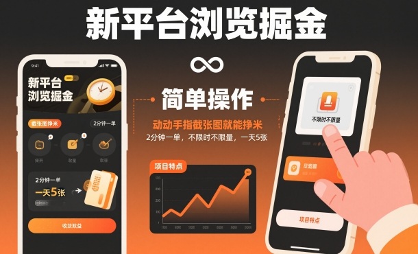 新平台浏览掘金,动动手指截张图就能挣米,2分钟一单,不限时不限量,一天5张【揭秘】青祥项目库-闲云创业网-老谢轻创网-中创网-福缘网-冒泡网-资源之家-魔方项目库青祥项目库