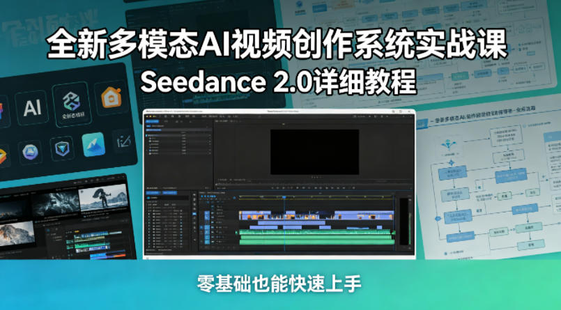 全新多模态AI视频创作系统实战课，Seedance 2.0详细教程，零基础也能快速上手青祥项目库-闲云创业网-老谢轻创网-中创网-福缘网-冒泡网-资源之家-魔方项目库青祥项目库