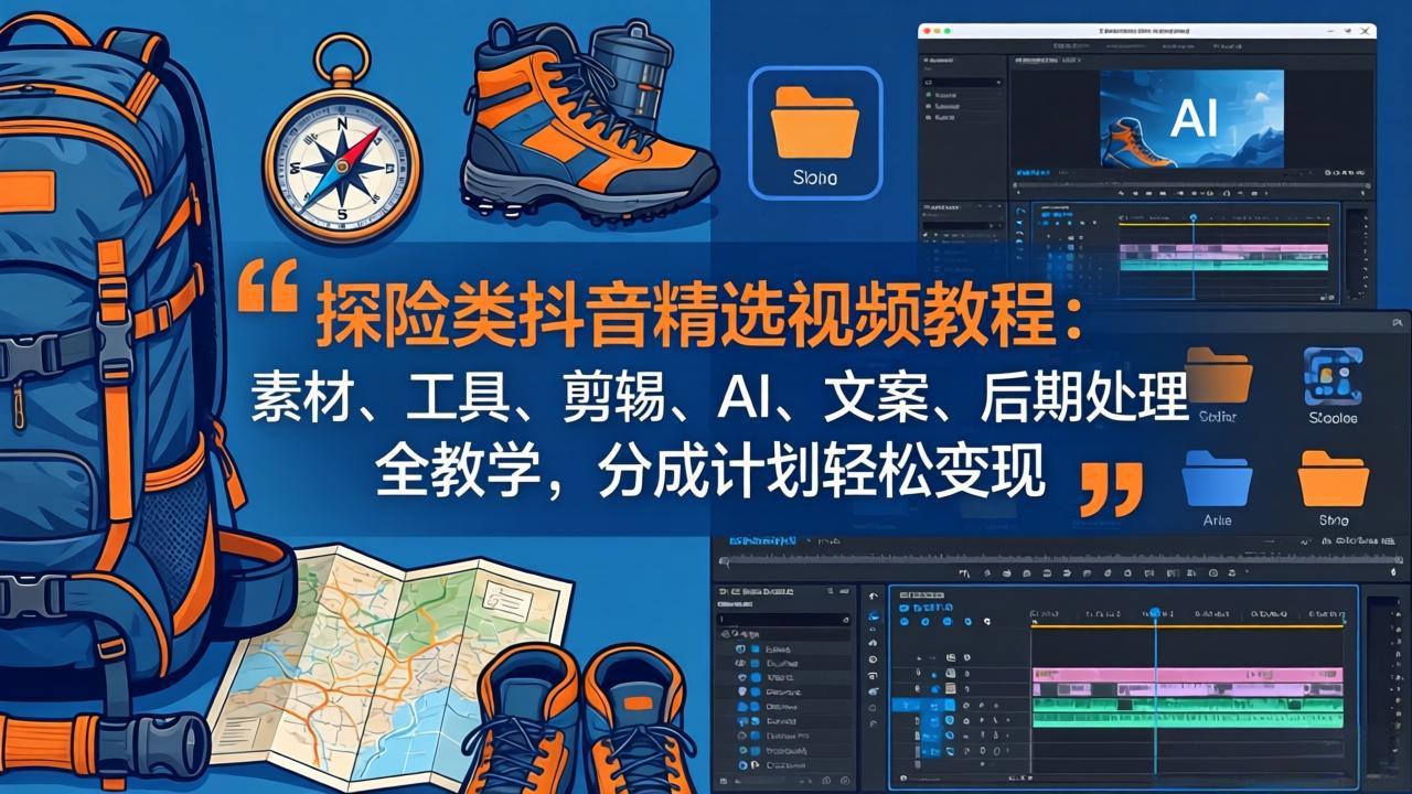 探险类抖音精选视频教程:素材、工具、剪辑、AI、文案、后期处理全教学,分成计划轻松变现青祥项目库-闲云创业网-老谢轻创网-中创网-福缘网-冒泡网-资源之家-魔方项目库青祥项目库