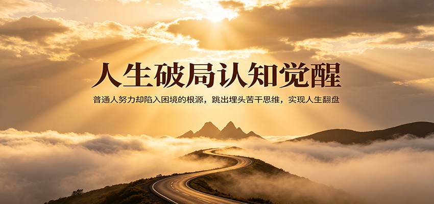 人生破局认知觉醒，普通人努力却陷入困境的根源，跳出埋头苦干思维，实现人生翻盘青祥项目库-闲云创业网-老谢轻创网-中创网-福缘网-冒泡网-资源之家-魔方项目库青祥项目库
