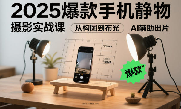 2025爆款手机静物摄影实战课，从构图到布光，不用贵设备，AI辅助出片青祥项目库-闲云创业网-老谢轻创网-中创网-福缘网-冒泡网-资源之家-魔方项目库青祥项目库