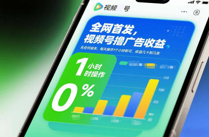 全网首发，视频号撸广告收益，无任何成本，每天操作1个小时即可，收益几十到几张青祥项目库-闲云创业网-老谢轻创网-中创网-福缘网-冒泡网-资源之家-魔方项目库青祥项目库