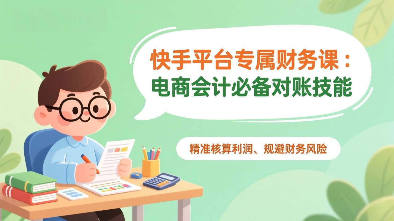 快手平台专属财务课：电商会计必备对账技能，精准核算利润、规避财务风险青祥项目库-闲云创业网-老谢轻创网-中创网-福缘网-冒泡网-资源之家-魔方项目库青祥项目库