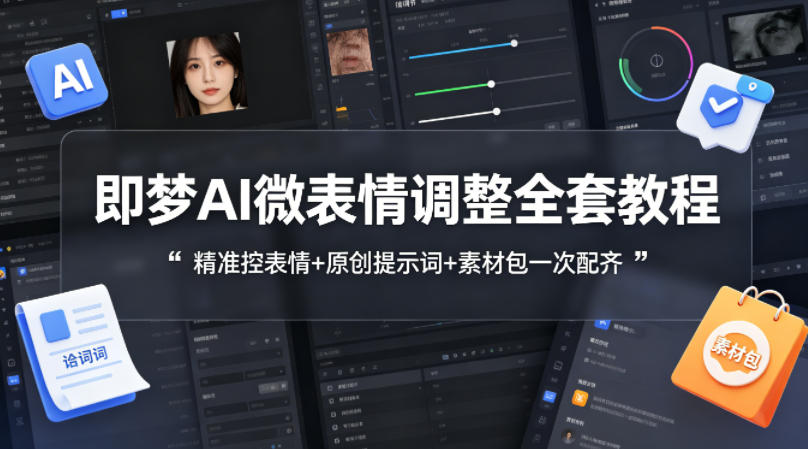 即梦AI微表情调整全套教程，精准控表情+原创提示词+素材包一次配齐青祥项目库-闲云创业网-老谢轻创网-中创网-福缘网-冒泡网-资源之家-魔方项目库青祥项目库