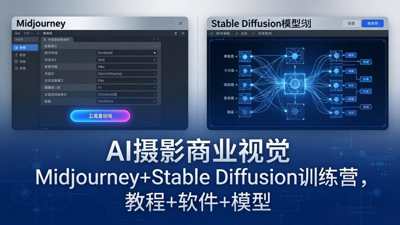 AI摄影商业视觉Midjourney+Stable Diffusion训练营，教程+软件+模型青祥项目库-闲云创业网-老谢轻创网-中创网-福缘网-冒泡网-资源之家-魔方项目库青祥项目库