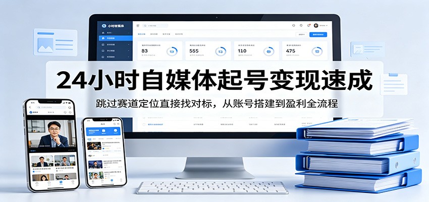 24小时自媒体起号变现速成，跳过赛道定位直接找对标，从账号搭建到盈利全流程青祥项目库-闲云创业网-老谢轻创网-中创网-福缘网-冒泡网-资源之家-魔方项目库青祥项目库