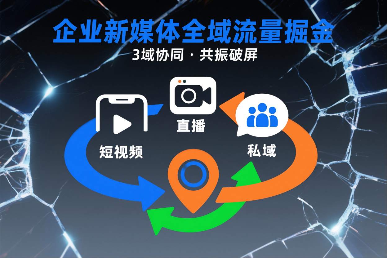 短视频全域商业模式，企业新媒体全域流量掘金，3域协同，共振破屏，短视频-直播-私域-地域青祥项目库-闲云创业网-老谢轻创网-中创网-福缘网-冒泡网-资源之家-魔方项目库青祥项目库