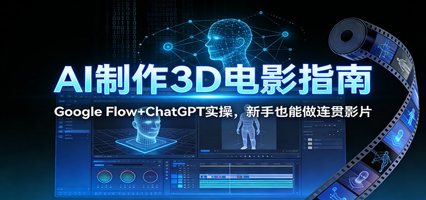 AI制作3D电影指南：Google Flow+ChatGPT实操，新手也能做连贯影片青祥项目库-闲云创业网-老谢轻创网-中创网-福缘网-冒泡网-资源之家-魔方项目库青祥项目库