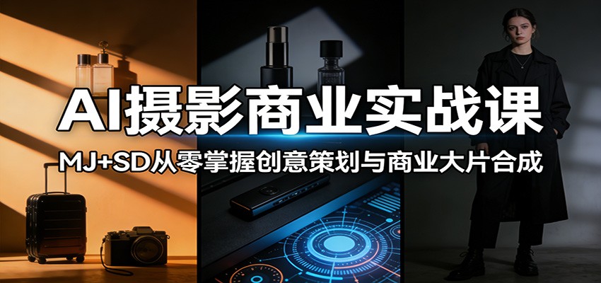 AI摄影商业实战课：MJ+SD从零掌握创意策划与商业大片合成青祥项目库-闲云创业网-老谢轻创网-中创网-福缘网-冒泡网-资源之家-魔方项目库青祥项目库