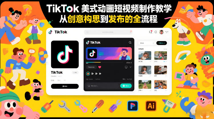 TikTok美式动画短视频制作教学，从创意构思到发布的全流程青祥项目库-闲云创业网-老谢轻创网-中创网-福缘网-冒泡网-资源之家-魔方项目库青祥项目库