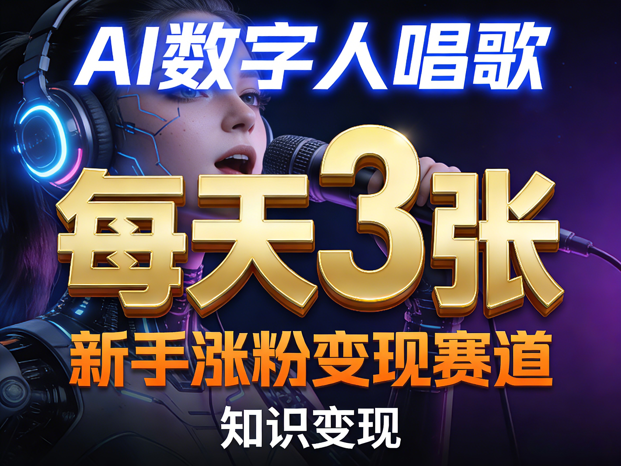 AI数字人唱歌，新手涨粉变现赛道，每天3张和知识付费，副业必备青祥项目库-闲云创业网-老谢轻创网-中创网-福缘网-冒泡网-资源之家-魔方项目库青祥项目库