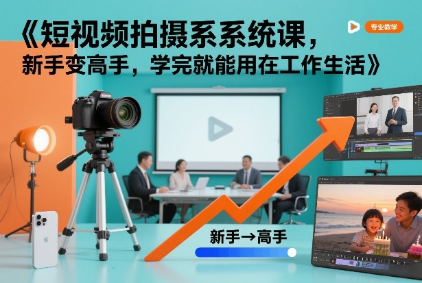 短视频拍摄系统课，新手变高手，学完就能用在工作生活青祥项目库-闲云创业网-老谢轻创网-中创网-福缘网-冒泡网-资源之家-魔方项目库青祥项目库