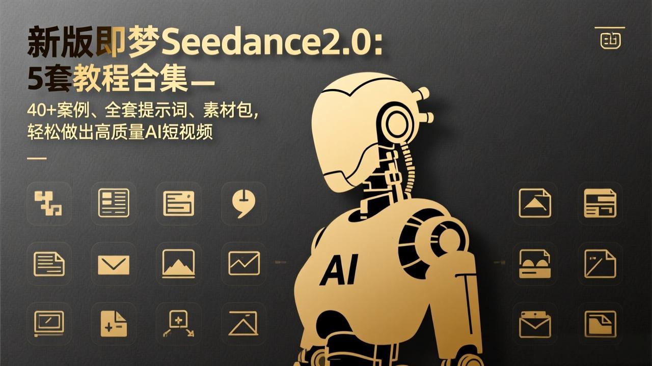 新版即梦Seedance2.0：5套教程合集，40+案例、全套提示词、素材包，轻松做出高质量AI短视频青祥项目库-闲云创业网-老谢轻创网-中创网-福缘网-冒泡网-资源之家-魔方项目库青祥项目库