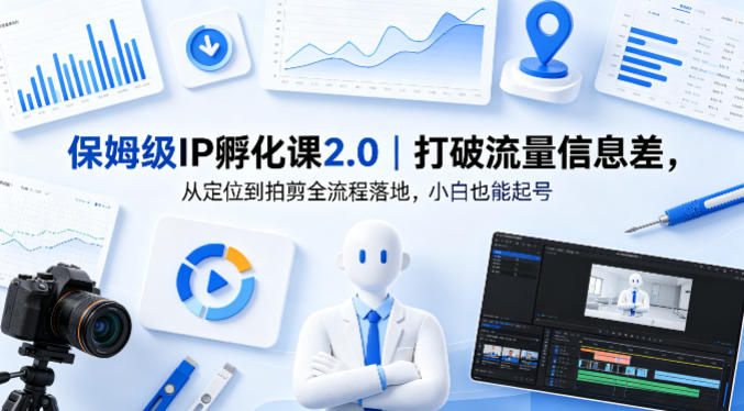 保姆级IP孵化课2.0｜打破流量信息差，从定位到拍剪全流程落地，小白也能起号青祥项目库-闲云创业网-老谢轻创网-中创网-福缘网-冒泡网-资源之家-魔方项目库青祥项目库