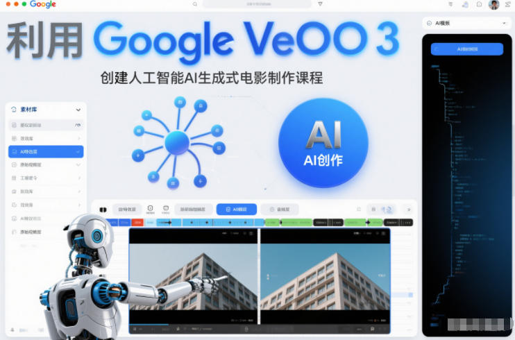 利l用Google Veo 3创建人工智能AI生成式电影制作课程，使用人工智能的力量创建令人惊叹的视频青祥项目库-闲云创业网-老谢轻创网-中创网-福缘网-冒泡网-资源之家-魔方项目库青祥项目库
