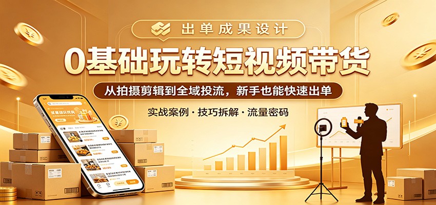 0基础玩转短视频带货：从拍摄剪辑到全域投流，新手也能快速出单青祥项目库-闲云创业网-老谢轻创网-中创网-福缘网-冒泡网-资源之家-魔方项目库青祥项目库