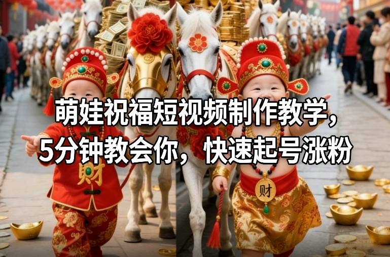 萌娃祝福短视频制作教学，5分钟教会你，快速起号涨粉青祥项目库-闲云创业网-老谢轻创网-中创网-福缘网-冒泡网-资源之家-魔方项目库青祥项目库